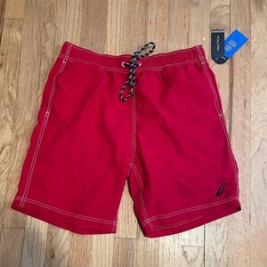 NEW Nautica Red Board Shorts Quick-Dry Drawstring NWT Medium
